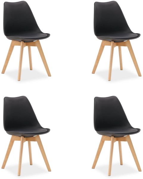Küchenstuhl Schwarz Set 4 Stühle Esszimmer Holz modern Kunststoff Esszimmerstühle Schalenstuhl Holzstühle