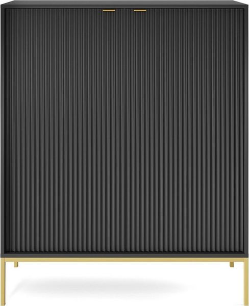 Selsey 'Vellore' Highboard 2-türig, schwarz mit goldfarbenem Gestell, ca. 125 x 104 x 39 cm