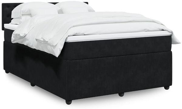 vidaXL Boxspringbett mit Matratze Schwarz 160x200 cm Samt 3287796