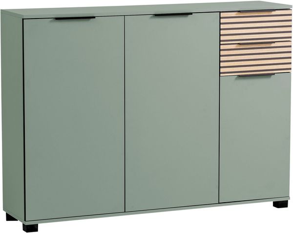 Schildmeyer Schuhschrank Alexa, Holzwerkstoff, Pistazie/Akustikpaneel Optik, 141,9 x 35,0 x 105,5 cm
