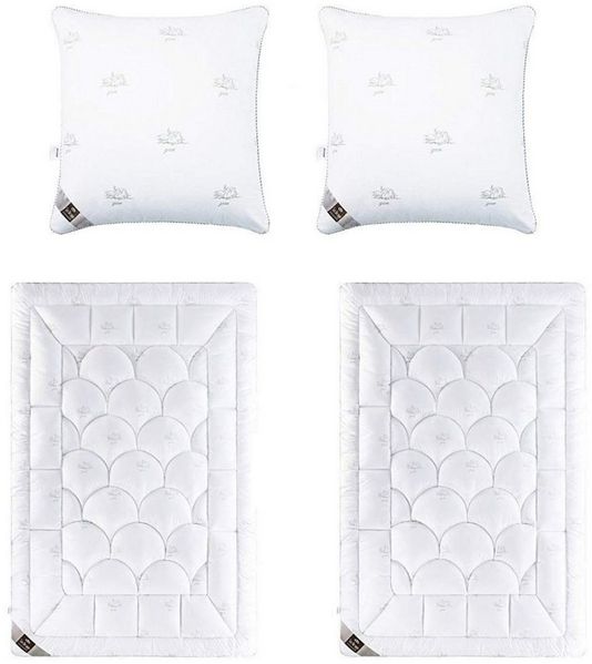 SEI Design Microfaserbettdecke 2x Bettdecken Winterdecken 135x200cm + 2x Kopfkissen 80x80cm, Füllung: daunenähnliches Gefühl, Bett-Set4-Tlg.: 2x Bettdecken 135x200 + 2x Kissen 80x80