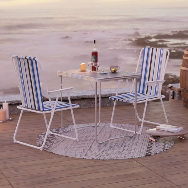 Campingset klappbar 3tlg Campingstuhl Gartenstuhl Ocean-gestreift