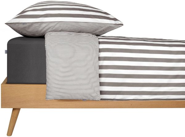 Schiesser Bettwäsche Renforcé Pure Elegance, Farbe: grau und weiß gestreift, Größe: 135x200 cm