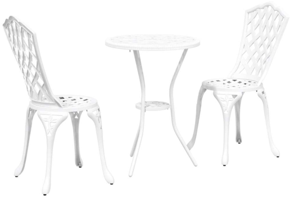 vidaXL Garten Bistro Set 3 pcs Weiß Aluminium 42002392