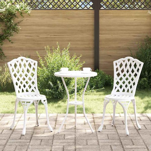 vidaXL Garten Bistro Set 3 pcs Weiß Aluminium 42002392