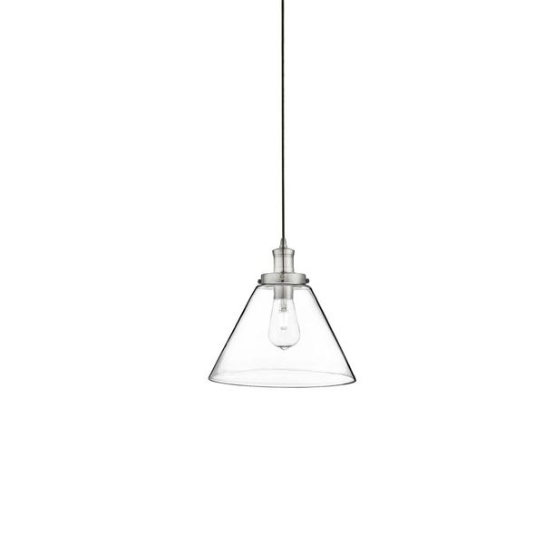 Pendelleuchte, Satin-Silber, Glas, Pyramide, dimmbar