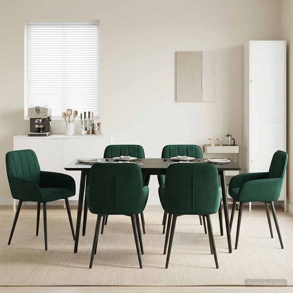 vidaXL Esszimmerstühle 6 pcs Samt (V) Dunkelgrün 57 x 50 x 85 cm 3428177