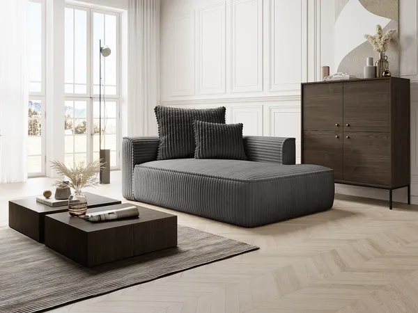 Vente-unique - PINETA Chaise longue Samt Grau - B 115 cm x H 67 cm x L 180 cm
