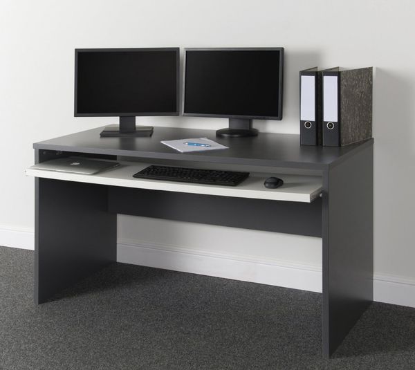 VOGL Möbelfabrik Schreibtisch Barrie mit 2-farbigem Tastaturauszug, in 2 Breiten, 2,5 cm Tischplattenstärke, Made in Germany