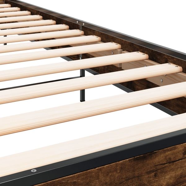 vidaXL Bettgestell Räuchereiche 90x200 cm Holzwerkstoff und Metall 845519 Bild 7