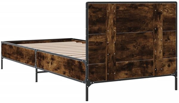 vidaXL Bettgestell Räuchereiche 90x200 cm Holzwerkstoff und Metall 845519 Bild 6