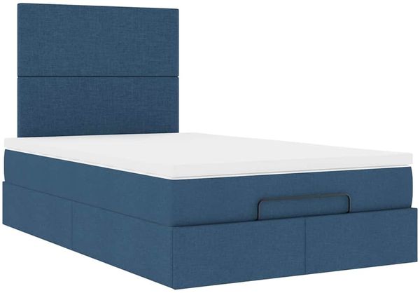 vidaXL Ottoman-Bett mit Matratze & LEDs Blau 120x200 cm Stoff 3313919 Bild 7