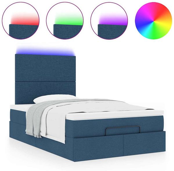 vidaXL Ottoman-Bett mit Matratze & LEDs Blau 120x200 cm Stoff 3313919 Bild 5