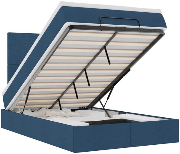 vidaXL Ottoman-Bett mit Matratze & LEDs Blau 120x200 cm Stoff 3313919 Bild 2