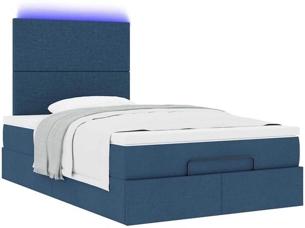 vidaXL Ottoman-Bett mit Matratze & LEDs Blau 120x200 cm Stoff 3313919 Bild 6