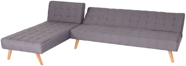 Ecksofa HWC-K38, Sofa Klappsofa, Liegefläche links/rechts, Stoff/Textil Massivholz MVG zertifiziert 256cm ~ hellgrau Bild 4