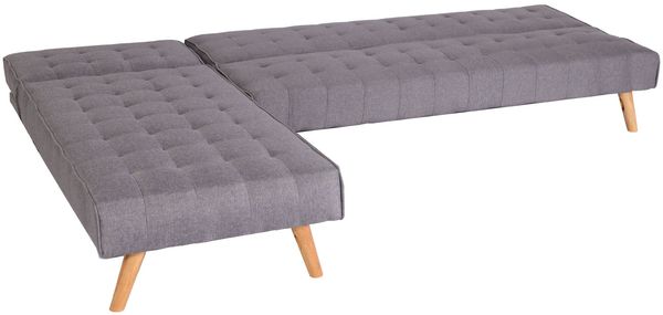 Ecksofa HWC-K38, Sofa Klappsofa, Liegefläche links/rechts, Stoff/Textil Massivholz MVG zertifiziert 256cm ~ hellgrau Bild 8