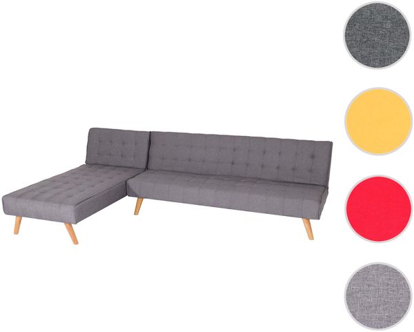 Ecksofa HWC-K38, Sofa Klappsofa, Liegefläche links/rechts, Stoff/Textil Massivholz MVG zertifiziert 256cm ~ hellgrau Bild 9