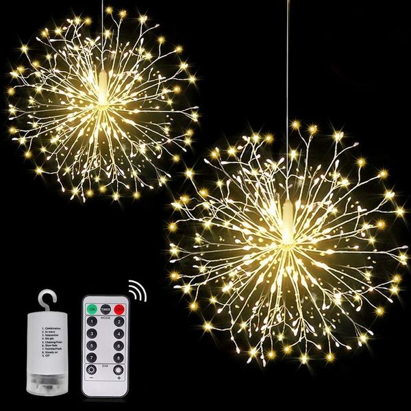 Sunicol LED-Lichterkette Feuerwerk, Starburst Beleuchtun, 8 Modi Batteriebetrieben, mit Fernbedienung, Timer, für Garten Weihnachten Deko