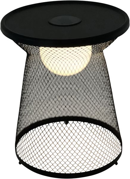 LECO Solarlampe / Solartisch LUNA mit LED-Beleuchtung, Stahl anthrazit, Kunststoff schwarz, 36x43 cm