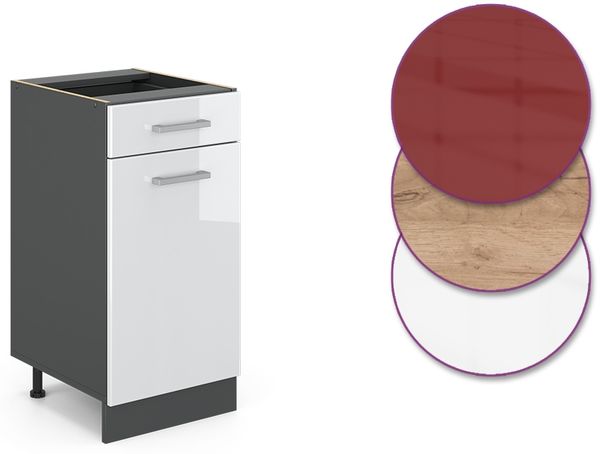 Küchenunterschrank R-Line Weiß Hochglanz 40 cm AP Marmor Vicco Bild 5