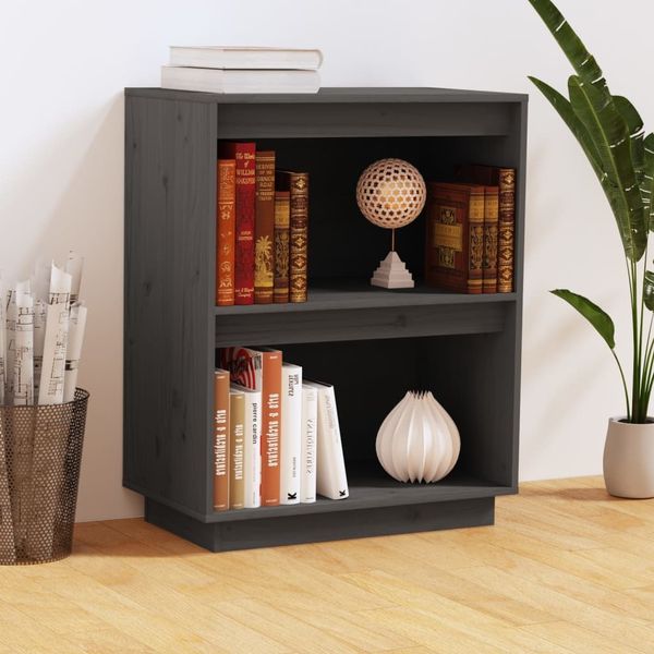 Beistellschrank Grau 60 x 34 x 75 cm Massivholz Kiefer [813821]