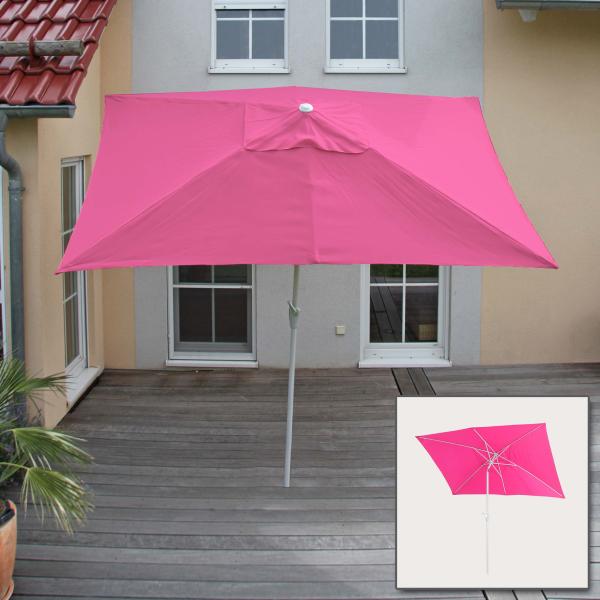 Sonnenschirm N23, Gartenschirm, 2x3m rechteckig neigbar, Polyester/Alu 4,5kg UV-Schutz 50+ ~ pink