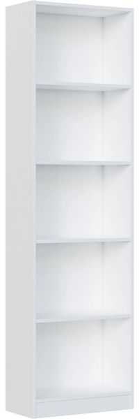 Dmora Artico Bücherregal, Hohes Bücherregal mit 5 Regalen, Büro- oder Schlafzimmerregal, Modernes Regal mit Fächern, 52x25h80 cm, Weiß