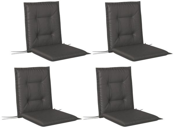 Outsunny Sitzkissen 4er Set, 108 x 50 x 5 cm, mit Bändern, für Gartenmöbel, Sitzsthul, Essstuhl, Dunkelgrau