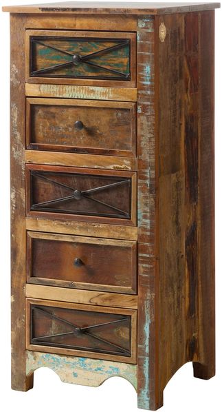 Kommode Altholz 55x45x122 mehrfarbig lackiert NATURE OF SPIRIT #129