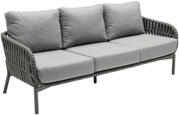 TERRANO Dining-Sofa, 3-Sitzer, Rope: Dunkelgrau, Aluminiumgestell: Anthrazit, inklusive Auflagen