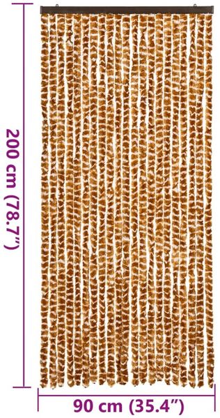 vidaXL Fliegenvorhang Ocker und Weiß 90x200 cm Chenille 377400 Bild 7