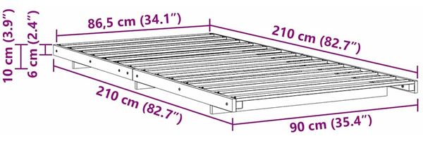 vidaXL Bettrahmen Weiß 90 x 210 cm Massives Kiefernholz 873104 Bild 10