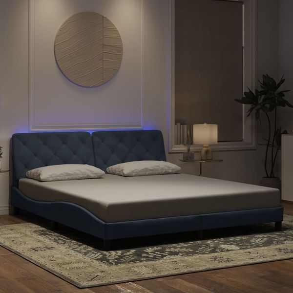 vidaXL Bettgestell mit LED ohne Matratze Dunkelgrau 180x200 cm Samt 3213868