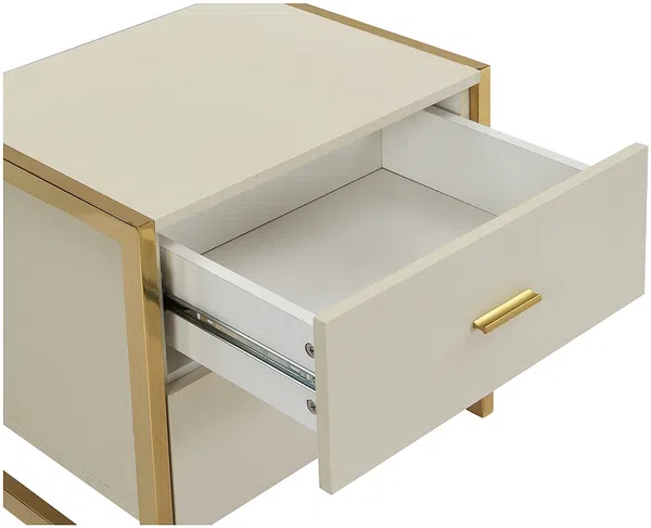 Vente-unique - OMBRELIA Bedside table Holz, Platte Beige - B 40 cm x H 50 cm x L 50 cm Bild 6