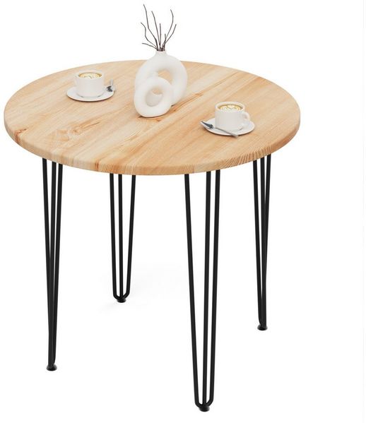 LAMO Manufaktur Esstisch Tisch rund 80 cm Stärke: 28mm, Farbe: Natur, Beine: Schwarz (1 Tisch), Holztisch rund, Esstisch für 2 Personen Runder Tisch für Küche