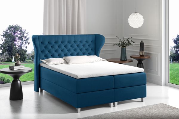 99rooms Turin Boxspringbett Strukturstoff 180x200 cm Dunkelblau