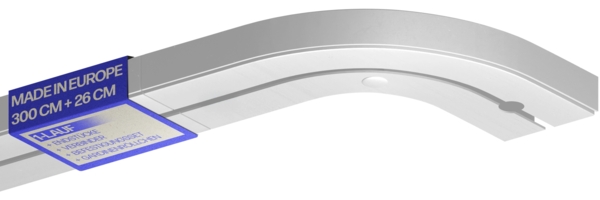 Bestlivings Gardinenschiene ( Weiß ) 300cm (2x90/1x120cm) 1-läufig + 2er Set Rundbogen