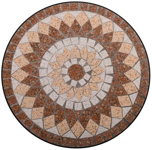 Raburg Gartentisch Mosaiktisch, Balkon- und Terrassentisch, 60 cm Ø, 72 cm hoch, Mayla (rund), liebevolle Handarbeit, Mosaikmuster, schwarzes Metallgestell