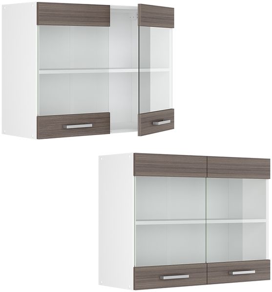 Hängeschrank R-Line Grau 80 cm mit Glastüren Vicco Bild 6