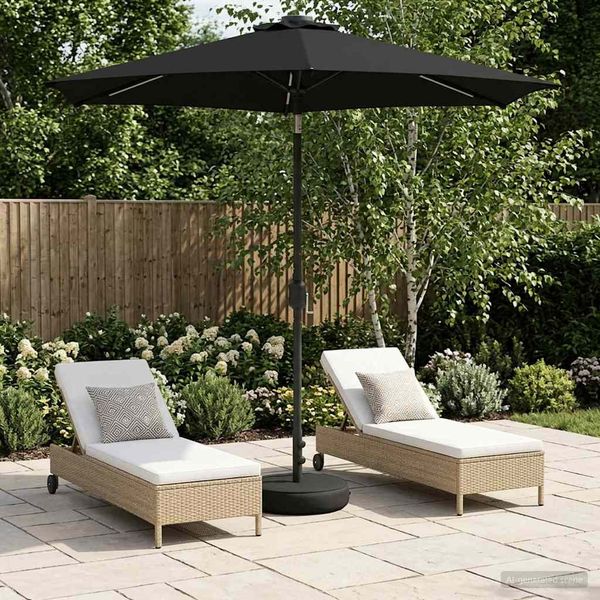 vidaXL Gartenparasol mit LED-Lichtern und Sockel 230 x 230 cm 42036254
