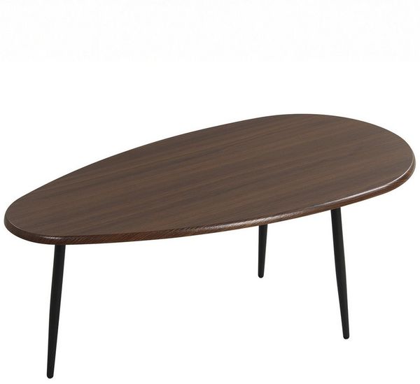 COSTWAY Couchtisch, Wohnzimmertisch oval, mit stabiler Metallkonstruktion