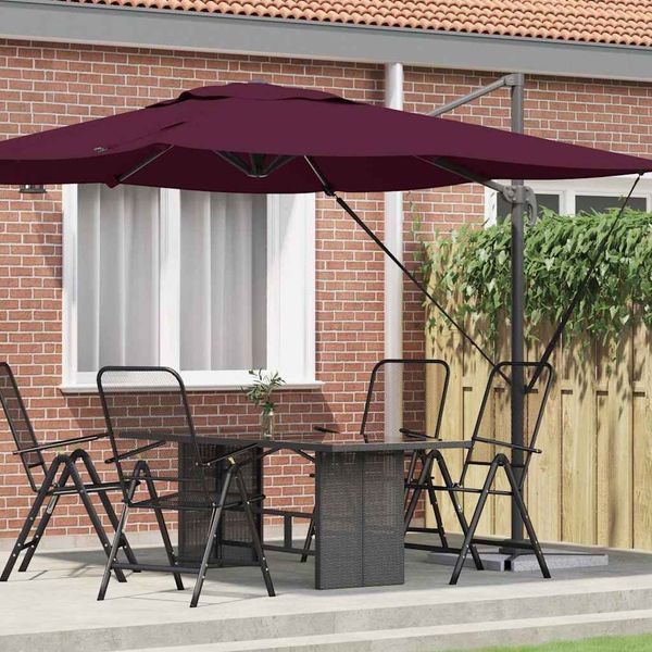 Roma Parasol, Sonnenschirm, Gartenschirm Rot 286 x 284 x 265 cm Aluminium und Polyester