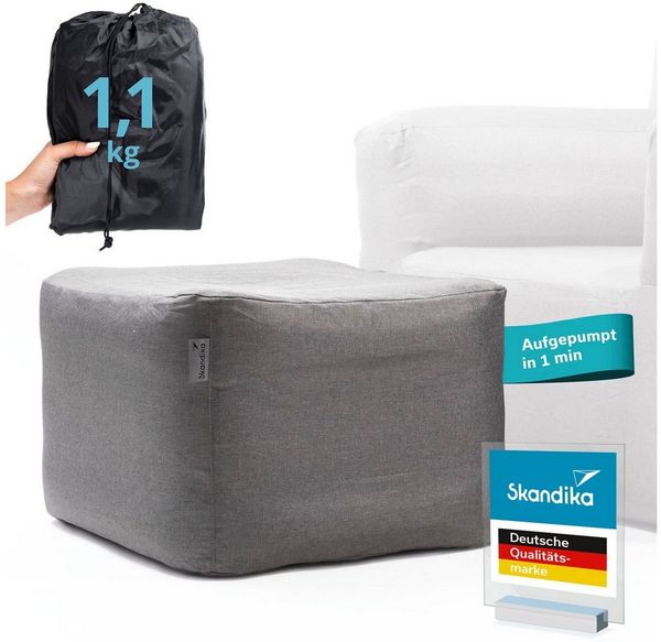 Skandika Luftsofa Easy Air Premium, Sitzhocker aufblasbarer, Tragetasche, (Bezug abnehmbar, Maschinenwäsche, Schonprogramm 30 °C), Max. Benutzergewicht 100 kg, mit Elektropumpe, Gesamtgewicht 1,1 kg