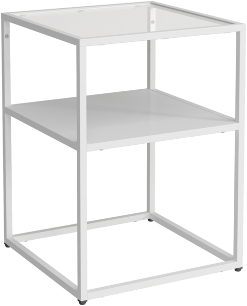 en.casa 'Solund' Beistelltisch mit Ablage, Stahl, Weiß Matt, 55 x 40 x 40 cm Bild 3