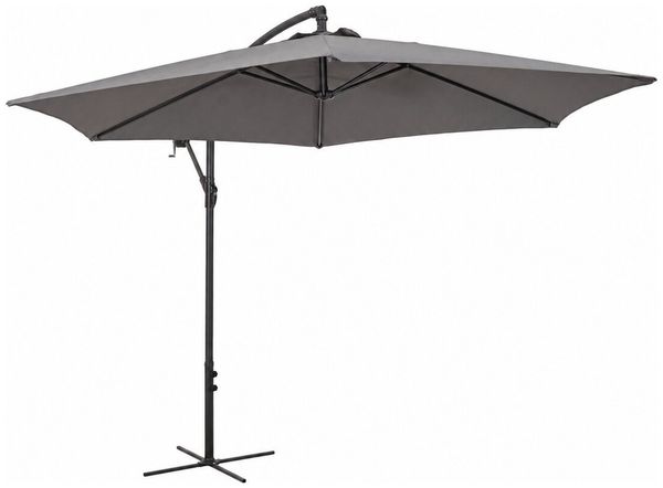 Ampelschirm Zaniza - Aluminium Anthrazit, Polyester-Stoff Dunkelgrau, Ø 300 cm