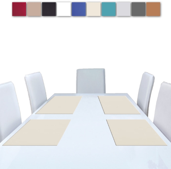 6er Set Tischsets Platzset Tischuntersetzer Platzdeckchen Tischdeko Tischmatte Essensunterlage Maße 30x45 cm, Farbe: beige - creme