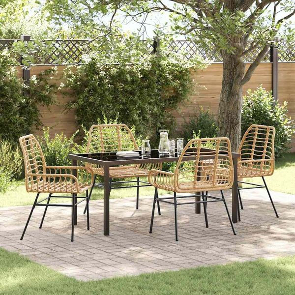 vidaXL Garten Essgruppe 5 pcs Braun Poly-Rattan 3380851