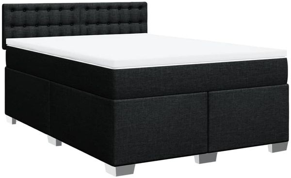 vidaXL Boxspringbett mit Matratze Schwarz 160x200 cm Stoff 3288255 Bild 3