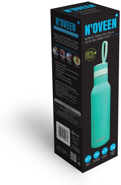 NOVEEN Glänzende Edelstahl Thermoflasche | 500 ml, Grün